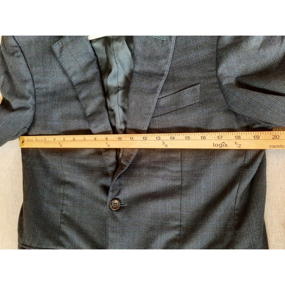 Canali Men 52R Herringbone 2 Buttons Single Breasted Wool Blazer Navy Blue Italy - Picture 6 of 10